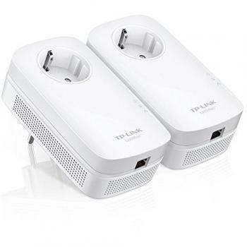 TP-Link TL-PA8010P KIT Powerline AV1300 con porta Gigabit e Schuko presa elettrica integrata, Plug & play, non richiede alcuna configurazione, Bianco