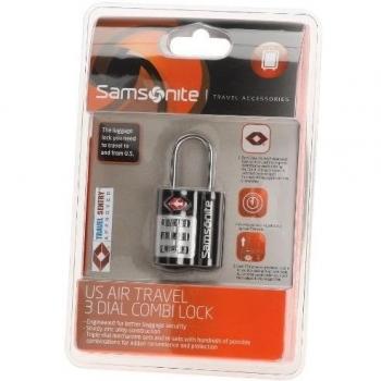 Cierre de maleta Samsonite con combinación TSA de 3 dígitos, modelo TR.3 Dial Combilock, negro
