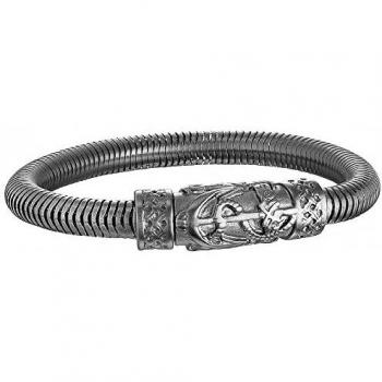 Pulsera Police S14AJP02B hombre Harbor acero inoxidable negro detalles centro