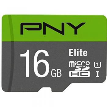 PNY Elite Scheda di Memoria microSDHC 16GB + Adattatore SD, Velocità di Lettura fino a 100MB/s, Classe 10 UHS-I, U1 per video Full HD