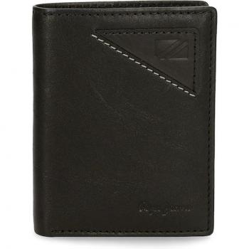 Cartera Striking vertical de piel negra Pepe Jeans