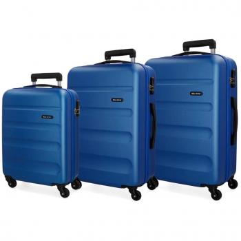 Roll Road Flex Juego de maletas Azul 55/65/75 cms Rígida ABS Cierre combinación 182L 4 Ruedas Equipaje de Mano