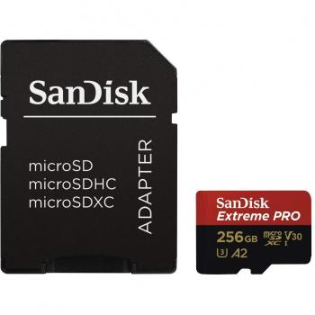 SanDisk Extreme Pro Scheda di Memoria microSDXC da 256 GB e Adattatore SD con App Performance A2 e Rescue Pro Deluxe, fino a 170 MB/sec, Classe 10, UHS-I, U3, V30