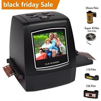 DigitNow! Scanner da 22 MP CMOS per diapositive con interfaccia USB 2.0 e slot per schede SD/MMC 110, 126, corrente alternata e nero