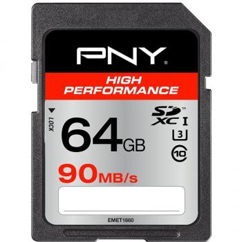 Memoria Flash PNY SDXC 64 GB Velocità 90 MB/s Classe 10 UHS‑1 Rosso
