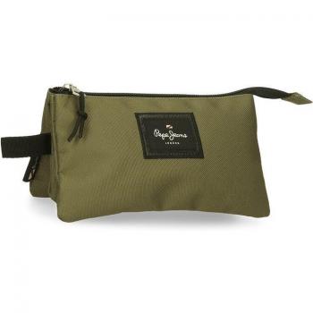 Pepe Jeans. Estuche tres compartimentos Aris Colorful verde