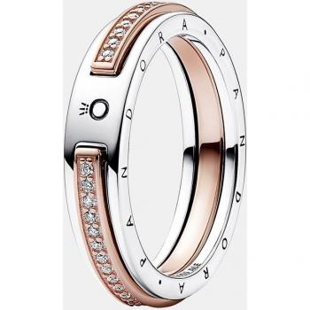 Anillo Pandora Doble Tono con Circonitas