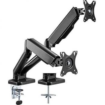 Supporto da Scrivania Doppio Monitor 17-32'' con Molla a Gas Nero (Techly)