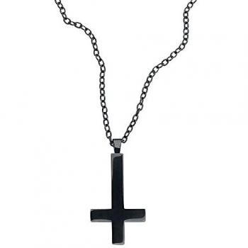 EtNox hard and heavy Collar Cruz de San Pedro Unisex Negro Acero Inoxidable