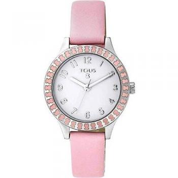 Reloj de mujer Tous Straight Ceramic de acero con correa de piel rosa