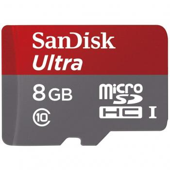 SanDisk MicroSDXC 8GB Classe 10 UHS‑I con adattatore in rosso e oro