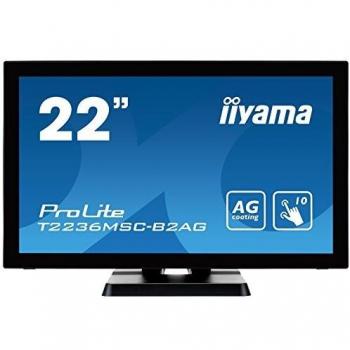 Iiyama ProLite T2236MSC-B2AG 55 cm, 21.5 Pollici, AMVA LED-Monitor Full-HD 10 Punkt Multitouch Capacitivo, VGA, DVI, HDMI, USB3.0, Rivestimento Antiriflesso, Nero