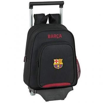 Mochila pequeña con ruedas FC Barcelona negra