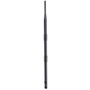 10 dBi Omni-directional antenna with RP-SMA connector and vertical polarization in black color, weighing approximately 53 g and designed for network applications
