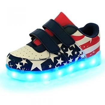 DoGeek Zapatos Led Niñas Deortivos Para 7 Color USB Carga LED Luz Glow USB Flashing Zapatillas niño (Elegir 1 tamaño más grande) (30EU, Rojo)