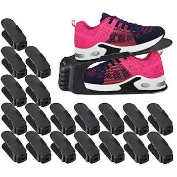 Organizadores de Calzado Relaxdays, Pack de 20, Antideslizantes, Talla hasta 39, Plástico Negro