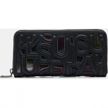 Cartera grande Desigual negra con troquelado de letras multicolor