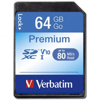 Scheda SDXC Verbatim Classe 10 Premium 64GB Nero