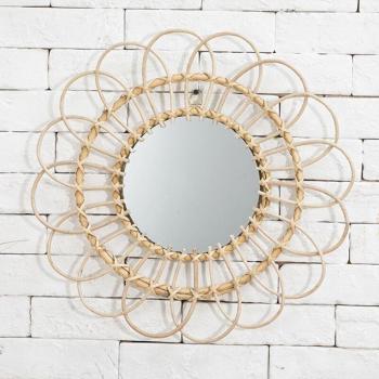 Espejo de Ratán para Decoración del Hogar