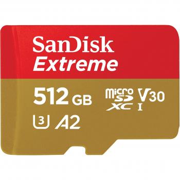 SanDisk Extreme Scheda di Memoria MicroSDXC da 512 GB + Adattatore SD fino a 160 MB/sec, Classe di Velocità UHS 3 (U3), V30