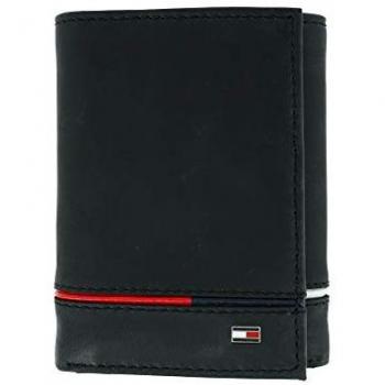 Tommy Hilfiger Cartero de Cuero Leif con Protección RFID y Doble Identificación – Negro One Size