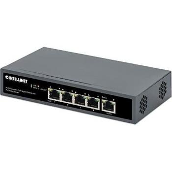 Intellinet 561808 Switch Gigabit a 5 Porte con Alimentazione PoE Passante Nero