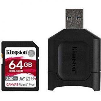 Kingston MLPR2/64 GB Schede SD e Lettori Media, 64 GB SDXC React Plus SDR2 e MLP Lettore di Schede SD