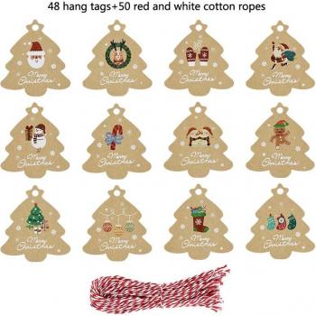 Etiquetas de Papel Kraft en Forma de Árbol de Navidad