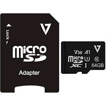 Scheda microSDXC V7 64 GB UHS‑III V30 A1 con Adattatore