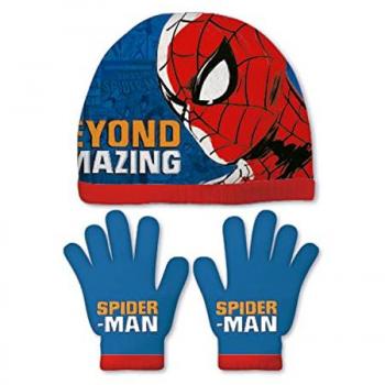 Gorro y Guantes Spider-Man Gran Poder Azul Rojo