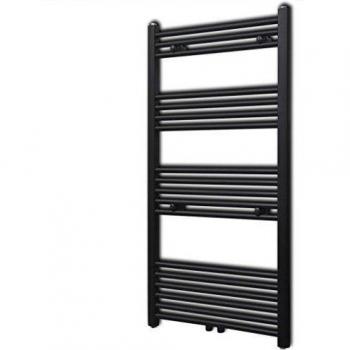 VidaXL Radiador toallero de baño Recto Negro 600 x 1160 mm