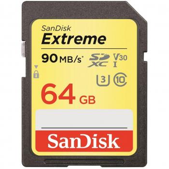 SANDISK Extreme 64GB Scheda di Memoria SDHC Classe 10 U3 V30 Velocità di Lettura Fino a 90 MB/s FFP