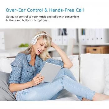 Lobkin Cuffie Wireless Stereo Over Ear con Microfono Bluetooth 4.1 e Riduzione del Rumore Interna, Pieghevoli, Bianche (Nuovo Modello)