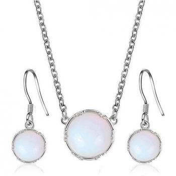 Collar y Pendientes de Piedra Lunar con Gradientes Azules