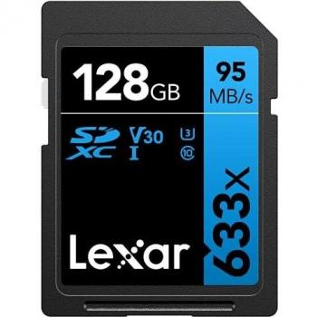 Lexar Professional 633x 128GB SDXC UHS-I Memory Card Class 10, Up to 95MB/s Read, For DSLR Camera Intermediate Level, HD Camcorder, 3D Camera (LSD128GCB1EU633)