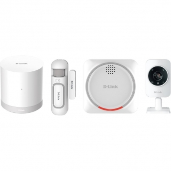 D-Link DCH-107KT Kit di Sistema di Sicurezza Domestico HD Wi-Fi, Sensore per Porte e Finestre, Sirena d'Allarme e Videocamera di Sorveglianza, Bianco