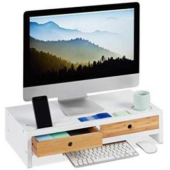 Rialzo Monitor in Bambù Relaxdays Bianco