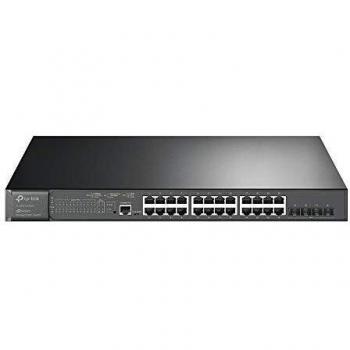 TP-Link Switch gestito PoE+ 24 porte Gigabit L2+ con 4 slot 10 G-SFP+ (10 G uplink, 384 Watt, gestione cloud centrale, integrato in Omada-SDN, supporto IPv6, rete sicuro), nero