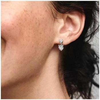 Pendientes Pandora Doble Corazón Brillante 291199C01