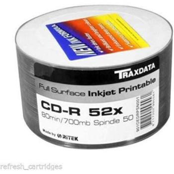 RITEK 50X Traxdata Fronte Pieno Inkjet Printable Bianco Cdr