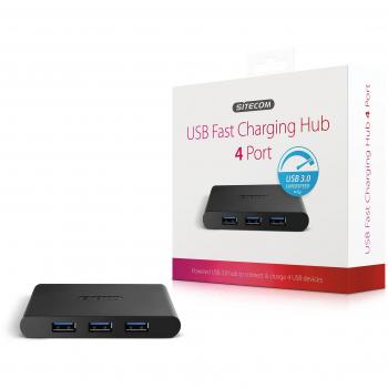 Sitecom Quick Charge Hub a 4 porte, USB 3.0, Nero/Anthracite