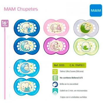 MAM Chupete Silicona Night 16 M 2 U Caja Ester