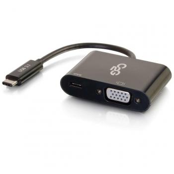 Adaptador C2G USB‑C a VGA con carga USB‑C – Negro