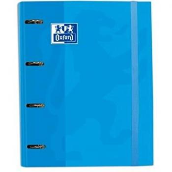 Oxford, Archivador 4 Anillas A4+, Tapa Extradura con Goma. Incluye Recambio Cuadrícula 5x5. Color Turquesa