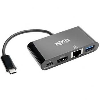 Adaptador USB-C a HDMI Tripp Lite con Hub USB-A y Ethernet Gigabit