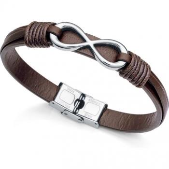 Pulsera Viceroy Fashion de acero y piel con cordón marrón para hombre