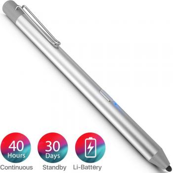 Heiyo iPad Penna Stilo con Tempo di Lavoro di 40 Ore Standby e 30 Giorni di Autonomia Ricaricabile Spegnimento Automatico, Approvato CE & RoHs Capacitivo Stylus(Aggiornata)