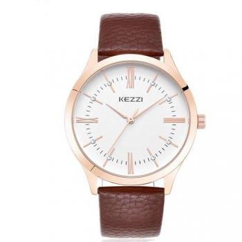 Reloj KEZZI de cuero con números romanos para hombre y mujer