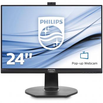 Philips Brilliance 23.8 LCD Monitor with PowerSensor and Built-in Webcam, Model 241B7QPJKEB/00, Black