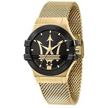 Maserati Reloj para Hombre, Colección Potenza, en Acero Inoxidable, PVD Oro Amarillo, con Correa de Acero Inoxidable